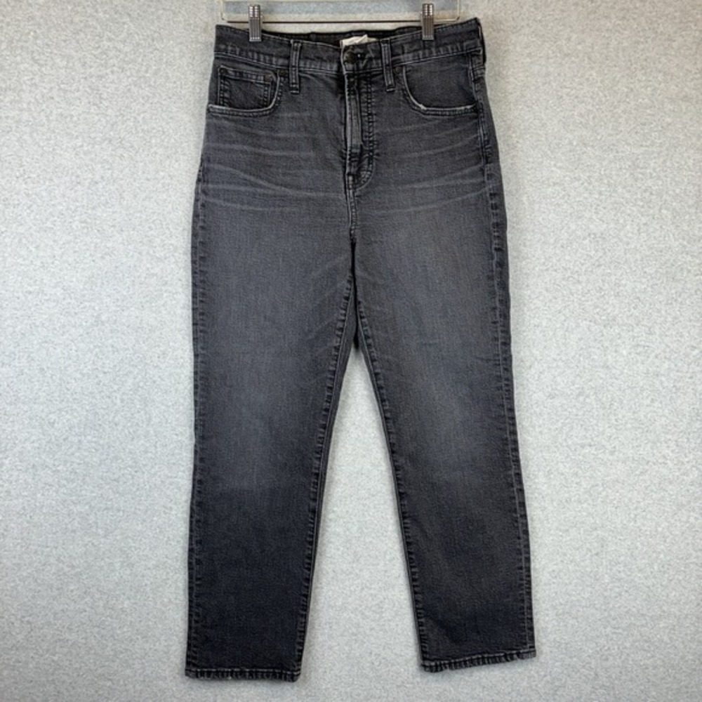Madewell Jean Women 28 Black Denim The Perfect Vintage Crop Casual Button Fly